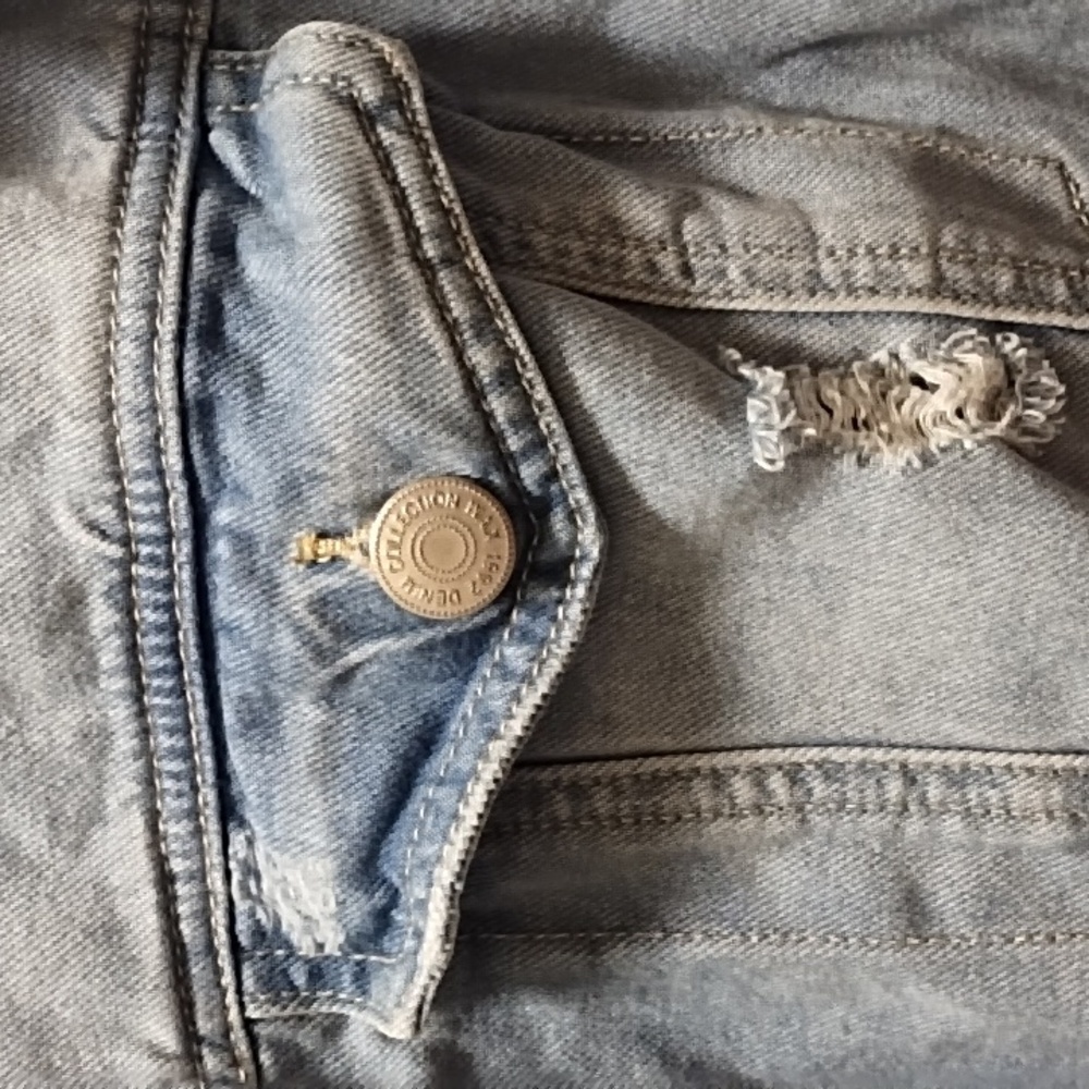 Distressed Denim Jacket (3X) - Picture 4 of 14